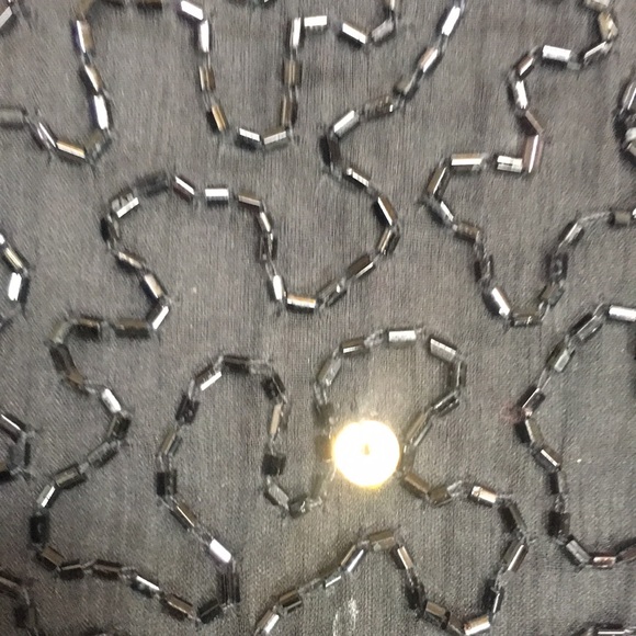 BEADED SILK Sequined Evening Special Occasion Formal Dressy w/Scalloped Edges - Picture 10 of 14